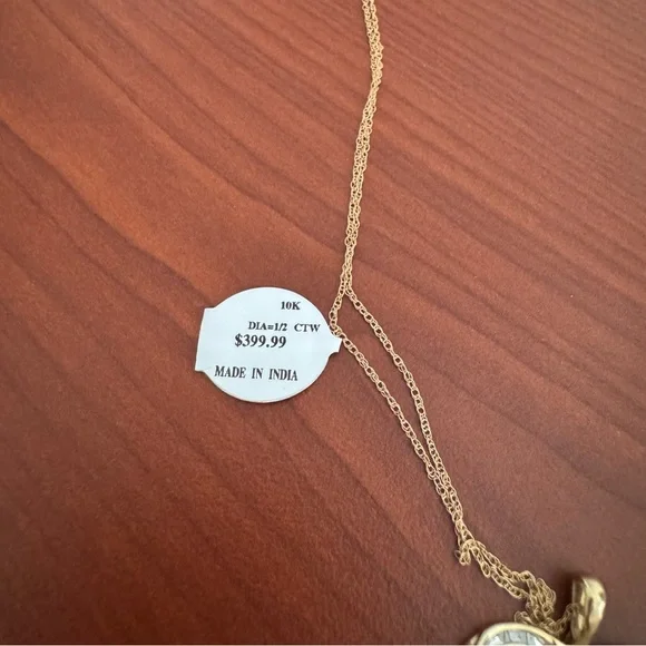 Diamond Heart Necklace 1/2 ct tw Round & Baguette 10K Yellow Gold 18" - Picture 7 of 11